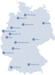 Deutschlandkarte mit Studienstandorte